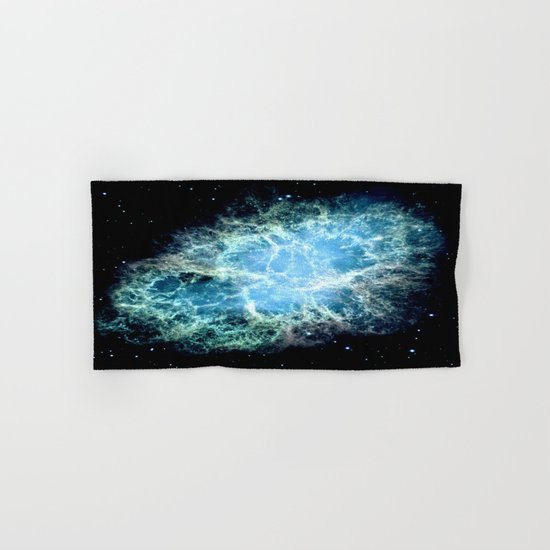 Crab Nebula : Aqua Teal Blue Galaxy Hand & Bath Towel