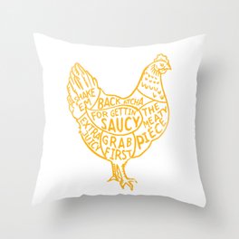 BBQ Chicken: Cute Animal Line Art & Typography Throw Pillow