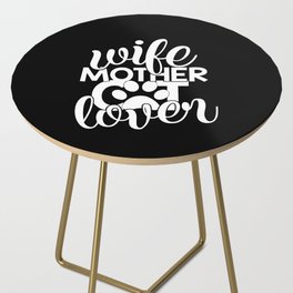 Wife Mother Cat Lover Cute Typography Quote Side Table