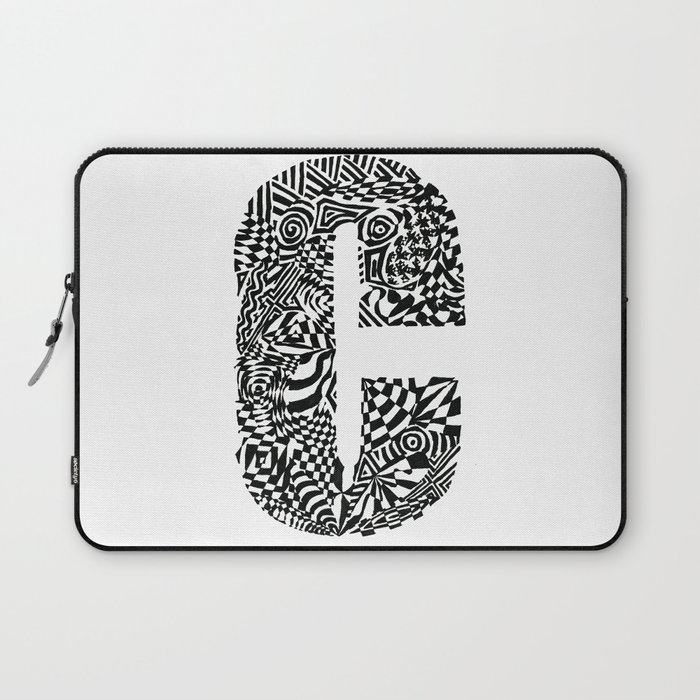 Alphabet Letter C Impact Bold Abstract Pattern (ink drawing) Laptop Sleeve
