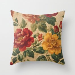 Watercolor Vintage  Floral Trendy Collection Throw Pillow