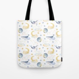 Cute whales and stars Tote Bag
