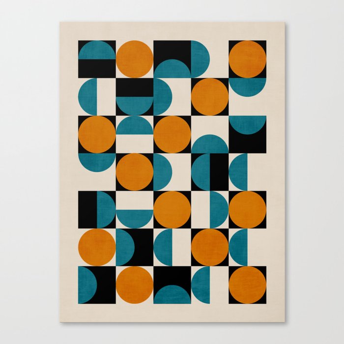 Geometric Modern Orange Teal Bauhaus I Canvas Print