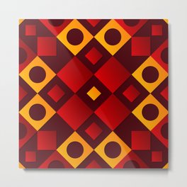 Red, Brown & Yellow Color Square Design Metal Print