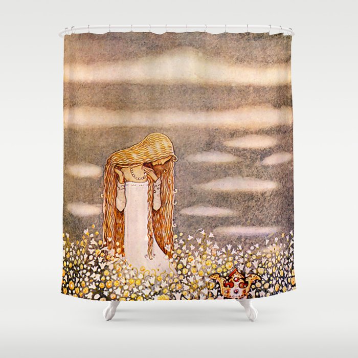 “Princess Tuvstarr” John Bauer Watercolor Shower Curtain
