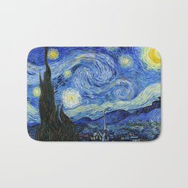 Starry Night, Classic art by Vincent van Gogh Bath Mat | Masterpiece, Classicartist, Vintagedrawing, Reproduction, Fineart, Oilpainting, Weddinggift, Starrynight, Beautyfashion, Historygift 