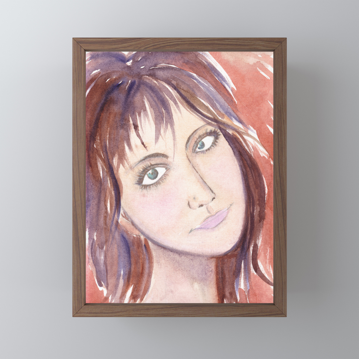 Portrait Of A Girl With Green Eyes And Brown Hair Framed Mini Art Print By Jeshta