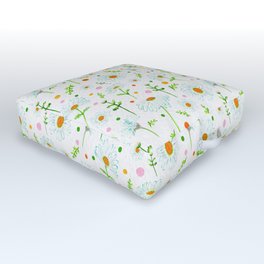 Lazy Daisies - Green and White Outdoor Floor Cushion