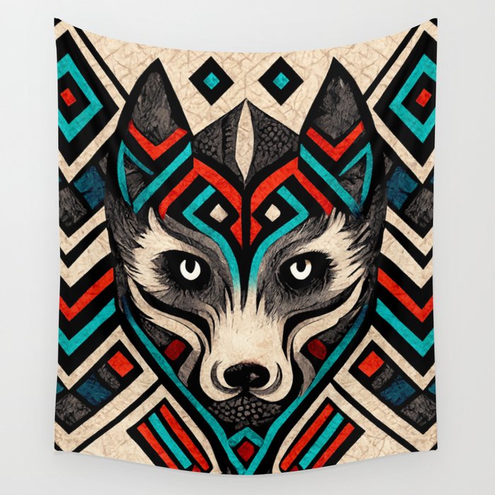 Aztec Wolf Wall Tapestry