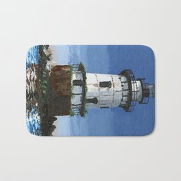 Conimicut Lighthouse Warwick Rhode Island Bath Mat | Narragansett, Coastline, Acrylic, Warwick, Bay, Conimicut, Lighthouse, Rhodeisland, Water, Painting 