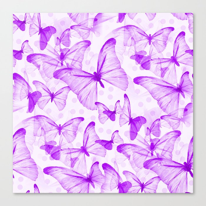 Butterflies In Violet Color - White Background #decor #society6 #buyart Canvas Print
