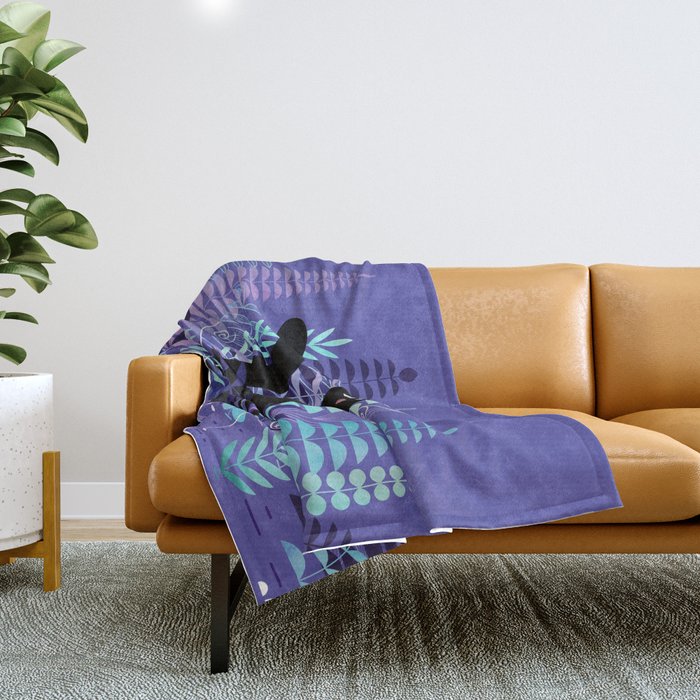 The Ferns (Black Cat Version) Throw Blanket
