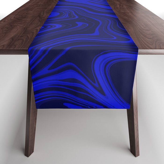 Aquamarine blue liquid art Table Runner