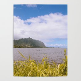 Kualoa Waiahole Beach Park Kaneohe Bay Oahu island Hawaii | Sea Nature Ocean Landscape Travel Photography Poster