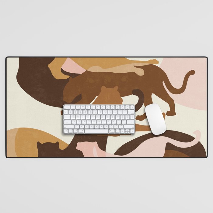Nomade Big Cats / Abstract Cats in Blush Desk Mat