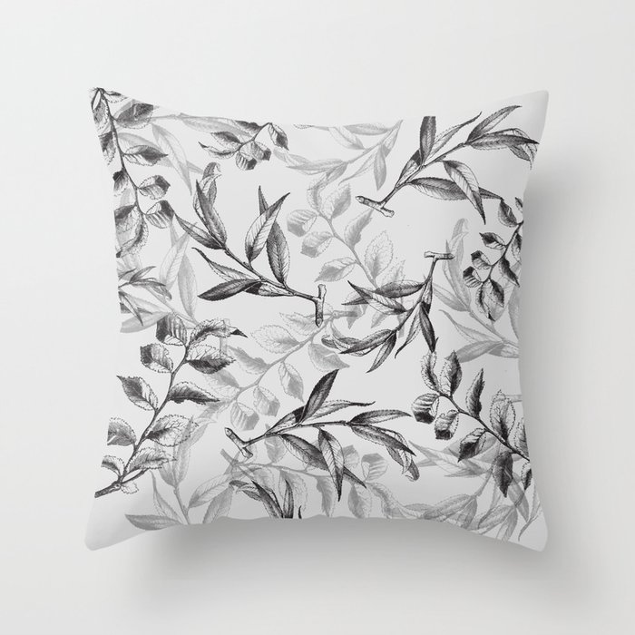 Leaves Illustration Art Deco Throw Pillow