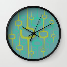 Eclectic Mid Century Modern Abstract Teal Honeycomb Pattern Wall Clock