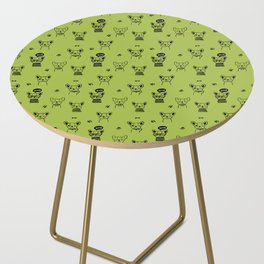 Light Green and Black Hand Drawn Dog Puppy Pattern Side Table