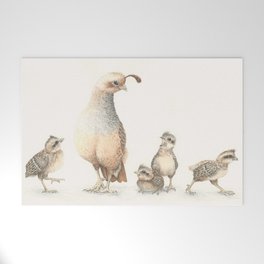 Quail Family with Mom and Babies Welcome Mat