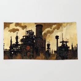 A world enveloped in pollution Beach Towel