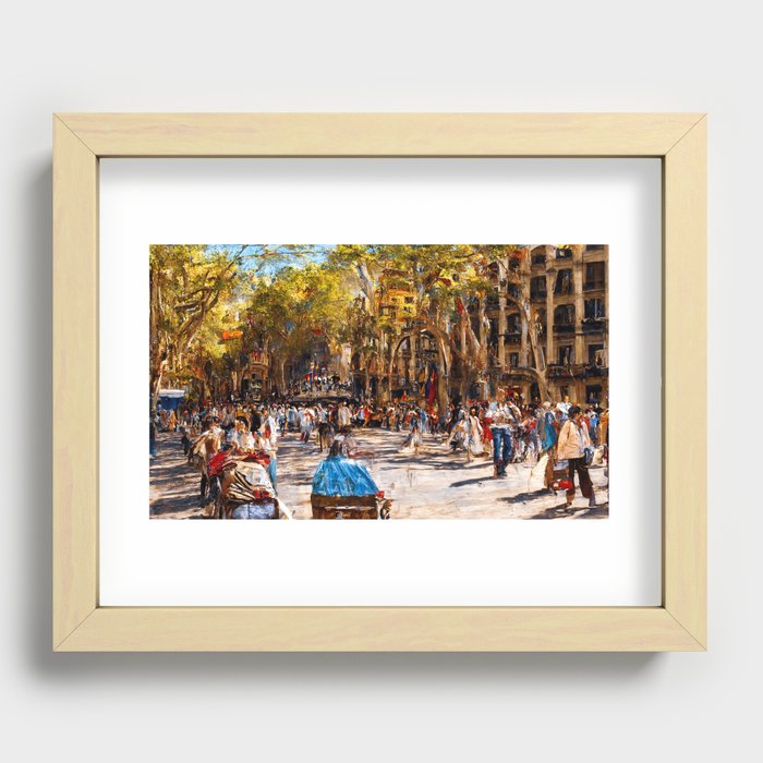 Barcelona, La Rambla Recessed Framed Print