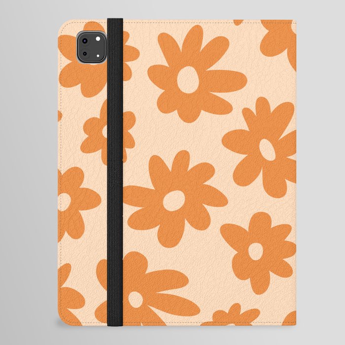 Warped Daisy Flower Pattern (orange/peach) iPad Folio Case