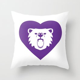Bear Mascot Cares Purple Throw Pillow