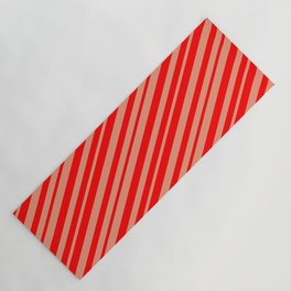 [ Thumbnail: Dark Salmon & Red Colored Striped Pattern Yoga Mat ]