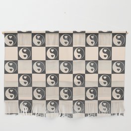 Yin Yang Check, Checkerboard Black and White  Wall Hanging