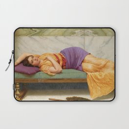 The Day Dream by jw Godward "Girl with a beautiful transparent Summer golden rose Dress" John Willia Laptop Sleeve