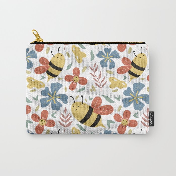 Cute Honey Bees and Flowers Carry-All Pouch