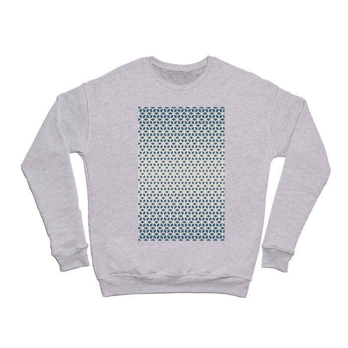 Blue & Linen Off White Gradient Tessellation Cubism Pattern Inspired by Chinese Porcelain PPG1160-6 Crewneck Sweatshirt