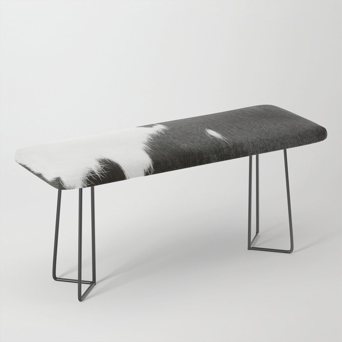 Black and White Cowhide, Cow Skin Print Pattern Bench