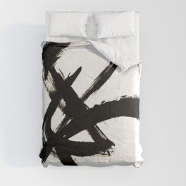 Brushstroke 3 - a simple black and white ink design Comforter