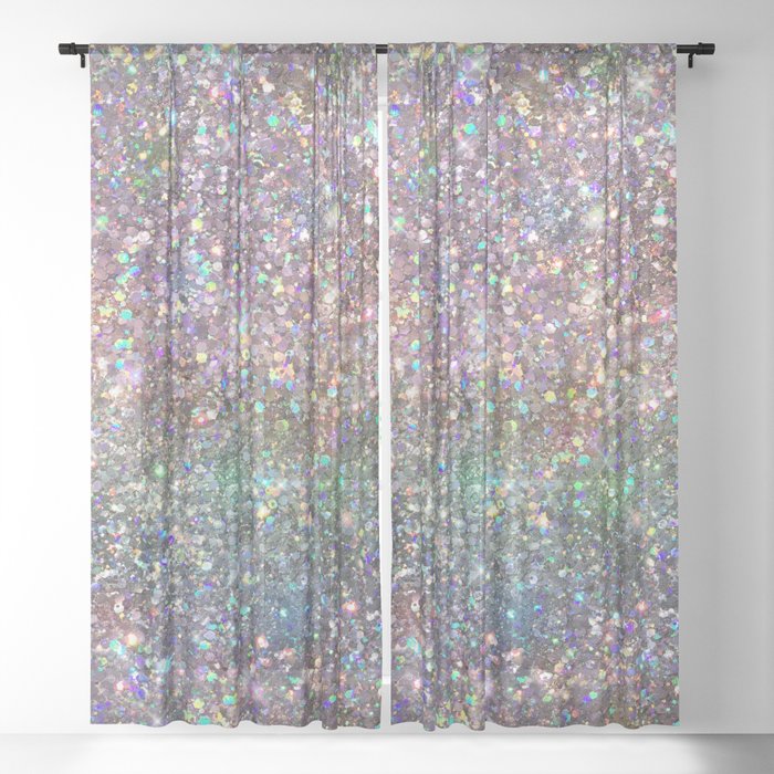 Amazing Rainbow Glitter Design Pattern Sheer Curtain