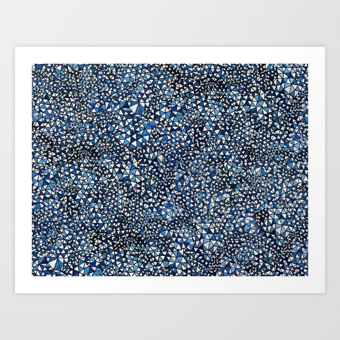 Blue Triangle Pattern Art Print