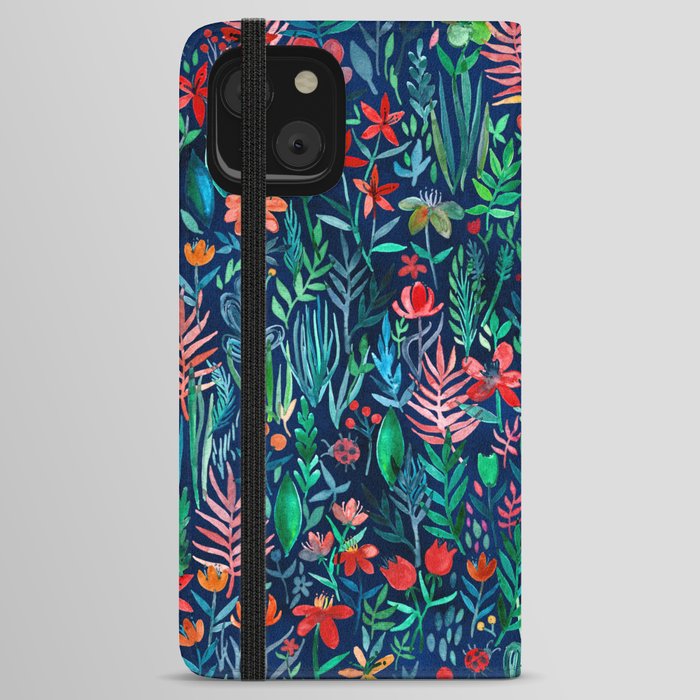 Tropical Ink - a watercolor garden iPhone Wallet Case