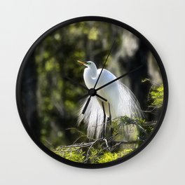 Great White Egret Portrait Wall Clock
