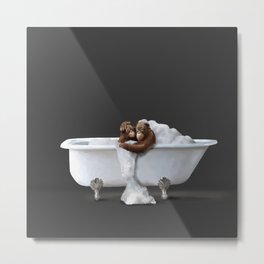 Orangutans in Bath Metal Print