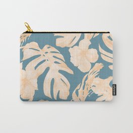 Island Vacay Hibiscus Palm Leaf Coral Teal Blue Carry-All Pouch