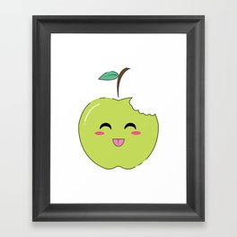 Cute Apple Fruit Illustration Framed Art Print