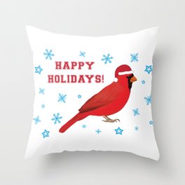 Happy Holidays Cardinal Throw Pillow