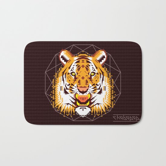 Geometric Tiger Bath Mat