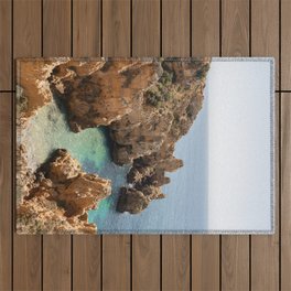 Summer in the Algarve | Rocks on the Coast in Portugal Art Print | Ocean Travel Photography in Europe Outdoor Rug