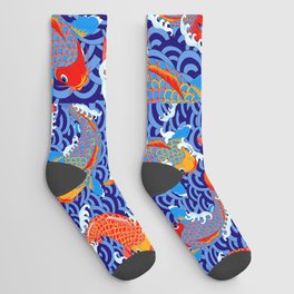 Koi fish / japanese tattoo style pattern Socks