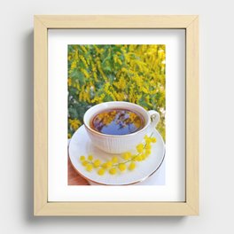 Mimosa perfumed cup of tea, spring in Italy, March. Recessed Framed Print