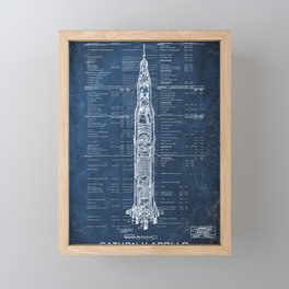 Apollo 11 Saturn V Blueprint Framed Mini Art Print