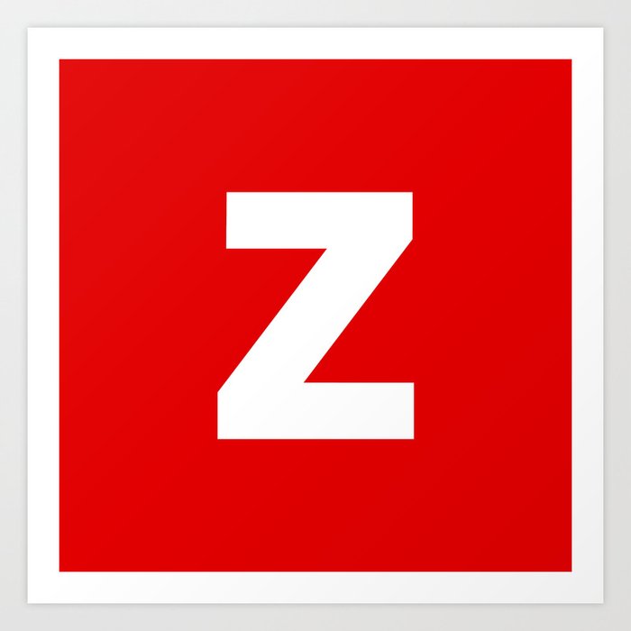 letter Z (White & Red) Art Print