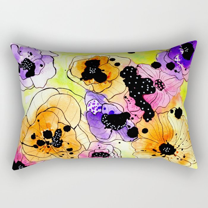 Splat Flowers Rectangular Pillow