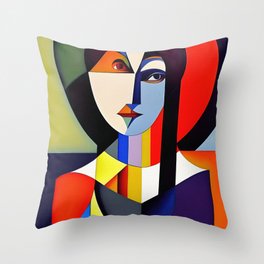 Digital Cubist Paintings. Portraits No. 1  Throw Pillow